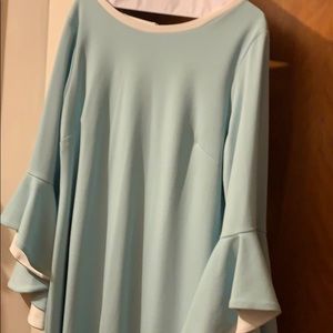 Belle sleeve mint and ivory dress